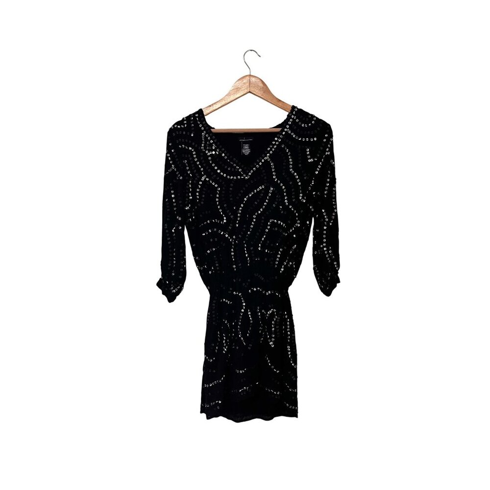 Moda International Black Women's Sequin Long Sleeve Mini Dress Size XS
